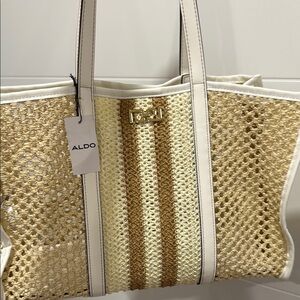 ALDO Cream and Tan Woven Tote